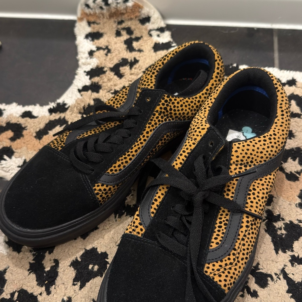 Vans Black and Orange Polka Dot Sneakers